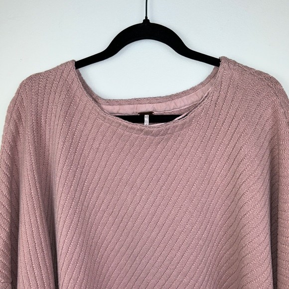 Free People Pink I Can’t Wait Cropped Cuff Oversized Sweater Rose Pink Women's L - Picture 5 of 15